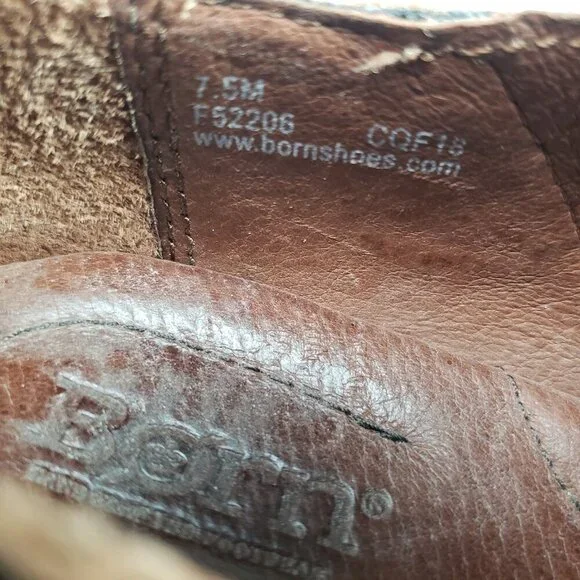 Born Timmons Leather Ankle Boot Womens 7.5 Brown Side Zip Heeled Comfort Bootie - Picture 11 of 11